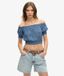 Superdry Haut Court À Manches Courtes Smocké, Bleu, Taille: 38
