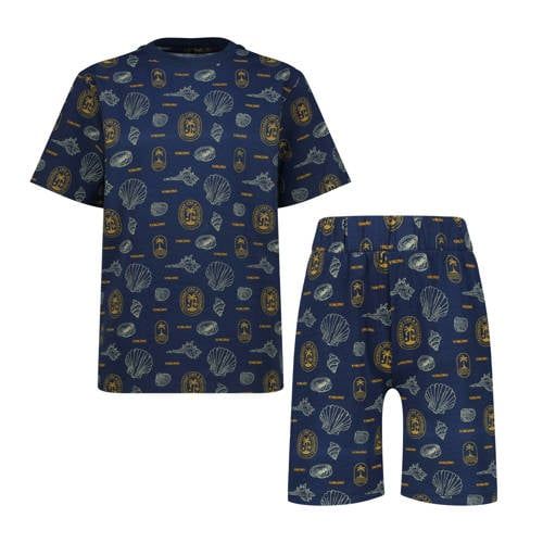 Vingino shortama met all over print donkerblauw