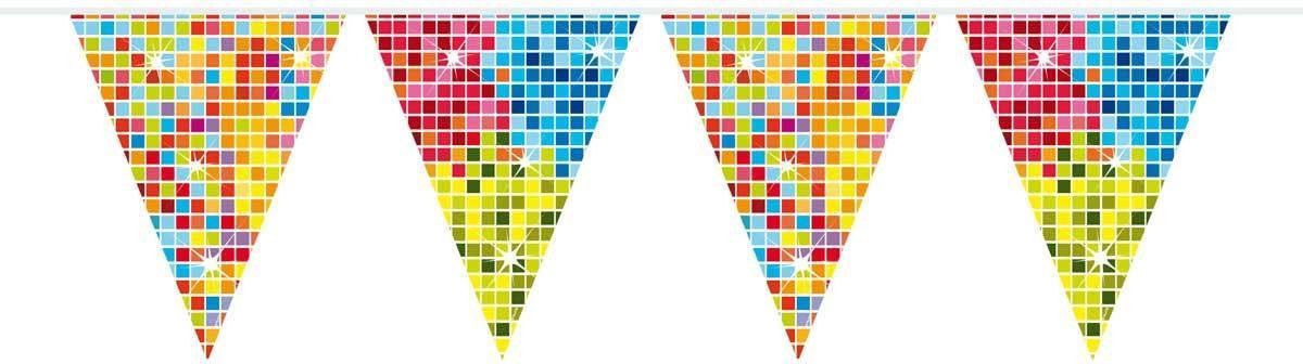 Folat Party Products Mini vlaggenlijn Blocks Neutraal - 3 meter