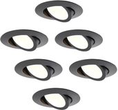 LEDVION – 6x LED Inbouwspot Zwart – Dimbaar – CCT – IP65 – Kantelbaar – Aluminium – Badkamer