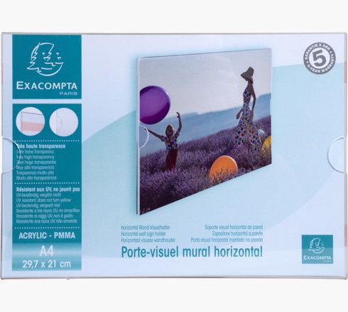 Exacompta 84858QD A4 Sign Holder - Transparent PMMA - Horizontal