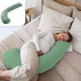 Litollo Coussin de grossesse (forme J) - Coussin de sommeil latéral - Coussin d'allaitement - Coussin corporel - Body pillow - 145cm - Tissu polaire doux - Housse amovible - Vert olive