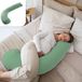 Litollo Coussin de grossesse (forme J) - Coussin de sommeil latéral - Coussin d'allaitement - Coussin corporel - Body pillow - 145cm - Tissu polaire doux - Housse amovible - Vert olive