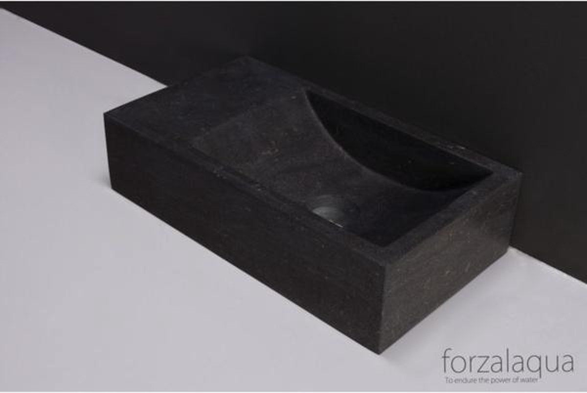Forzalaqua Venetia fonteinbak 40x22x10cm wasbak Rechts Natuursteen Hardsteen gezoet