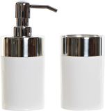 Item International Zeeppompje - incl. beker - wit - polystone - 16 cm - badkamer accessoires