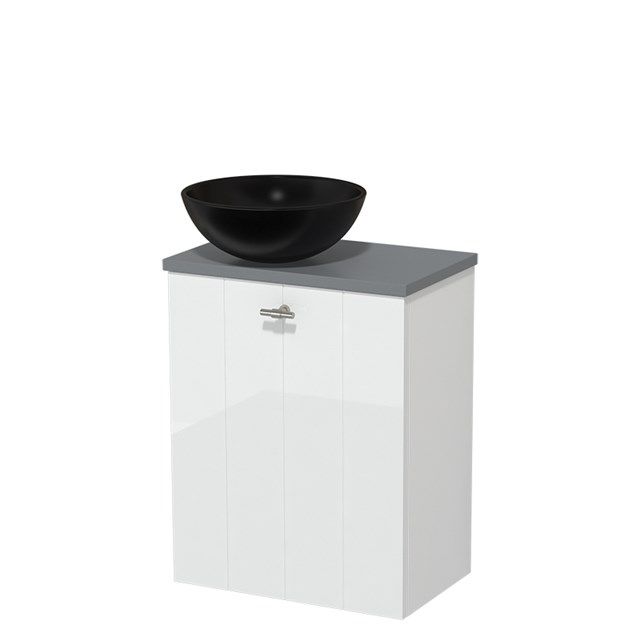 Maxaro Modulo Toiletmeubel - 41 cm - Hoogglans Wit - Middengrijs Blad