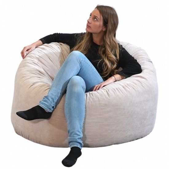 Bananair - Zitzak - Ribfluweel - Volwassenen - Beige - 100 cm