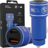 BMW M Chargeur de voiture double 3.0 Quick Charge USB et USB-C - Bleu