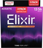 Elixir 16570 Nanoweb Acoustic Ph Bronze 13-56 - 3 Pack - Akoestische gitaarsnaren