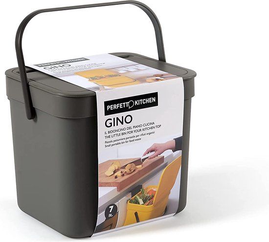 Perfetto Natte container / organisch afval om op te hangen - GINO - 7 liter - antraciet