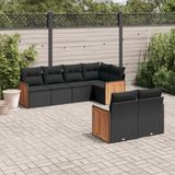 Maison Exclusive - Ensemble de meubles de jardin 7 pièces avec canapé et coussins, noir, en polyrotin