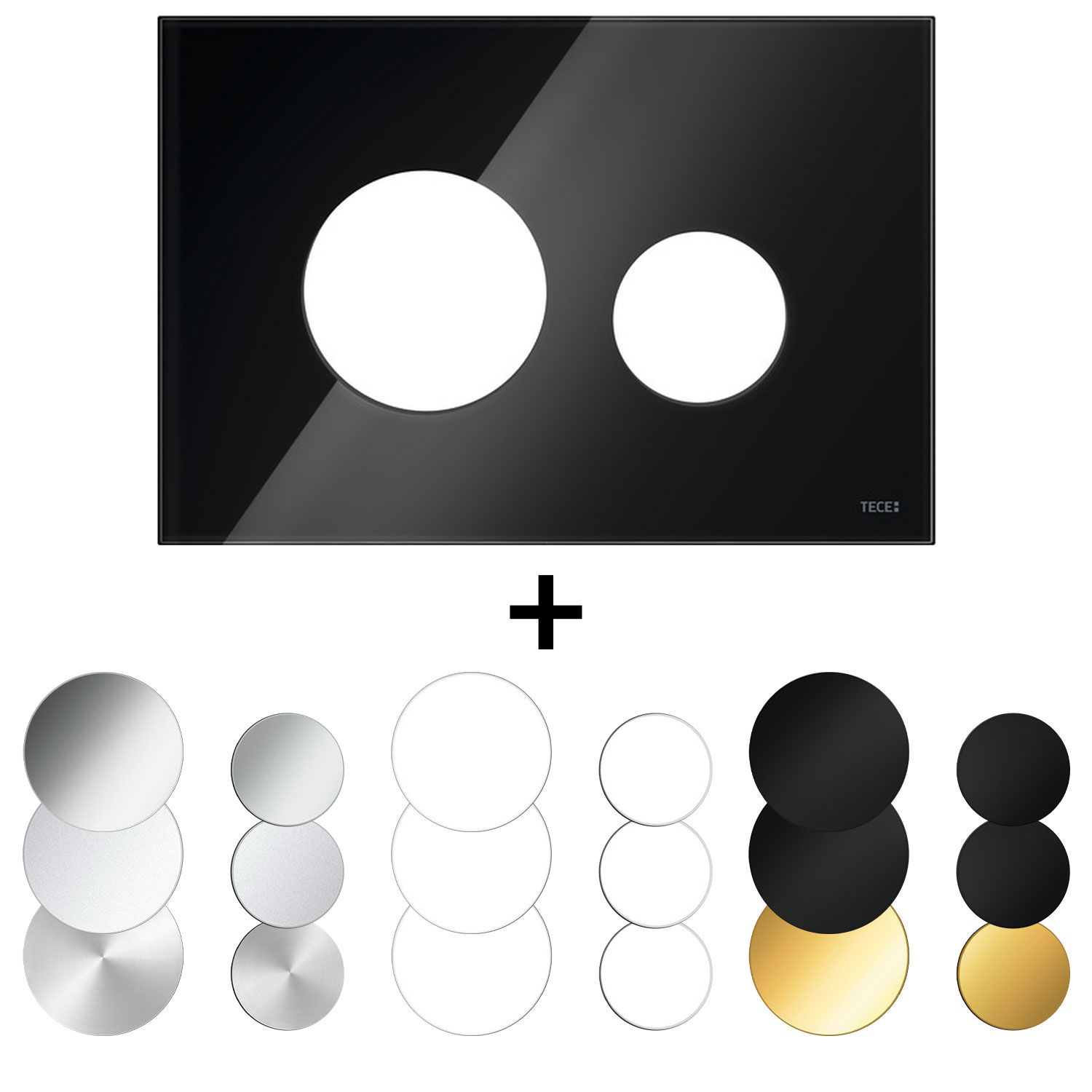 Tece Drukplaat front en toetsen tece loop voor wc-bediening glas zwart - 8719304145288