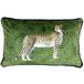 Riva Paoletti Cheetah Bos-kussensloop - groen - palmbladontwerp - fluwelen gevoel stof - Piped Edge - machinewasbaar - 100% polyester - 30 x 50 cm