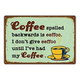 Panguru Grappig metalen bord in retrostijl, koffie gespeld achteruit is eeffoc, vintage keuken tinnen bord decor, 20x30 cm