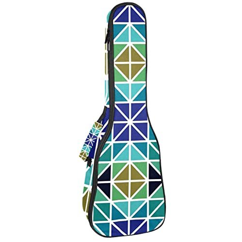 Mersov Concert Ukelele Rugzak, Heavy Duty Ukulele Case Tas met Opslag, Sopraan Concert Tenor Ukelele 10 MM Gewatteerde Tas Mozaïek Driehoek Symmetrie Groen Blauw