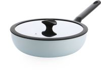 BK Enjoy Wokpan 28cm – 4.2L – PFAS-vrije antikleeflaag – Wokpan inductie – Keramische pan - Ovenbestendig tot 160°C - Koudgrepen - Met glazen deksel - Lichtblauw