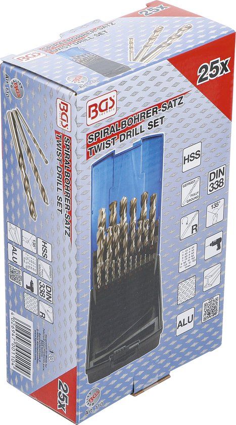 BGS HSS-spiraalborenset Ø 1 - 13 mm 25 delig