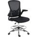 HOMCOM Chaise de bureau ergonomique avec support lombaire 4D, fauteuil de bureau, accoudoirs relevables et repose-pieds réglable, chaise de dessin en maille, hauteur réglable et pivotante 360°, noir