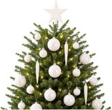 Bellatio Decorations kerstballen set - 33x st - met ster piek - wit - kunststof - onbreekbaar - kerstversiering
