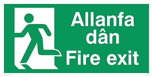 Viking Signs Vikingborden SB939-L32-V links "Allanfa Dan/Fire Exit" bord, Vinyl, 150 mm H x 300 mm W