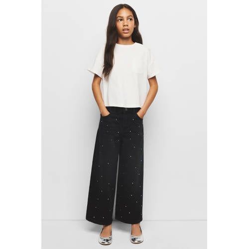 Mango Kids culotte jeans met strass steentjes - zwart