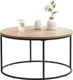 en.casa Salontafel Kuhmoinen rond 45x80 cm zwart mat en houtkleurig