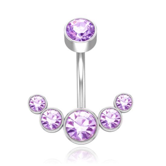 LGT JWLS Navelpiercing - Anker vorm - Paars Kristal & Zilver