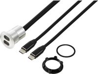 TRU COMPONENTS TC-13376316 USB-C (3.1) 2 x bus/stekker 1 m kabel zilver 1 stuk(s)