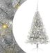 vidaXL Kunststof Voorverlichte Kerstboom met 150 LED Zilver 120 cm PET