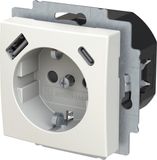 Busch Jaeger Balance wandcontactdoos kinderveilig + 2x USB-Lader alpinwit 20 EUCB2USBAC-914