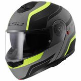 LS2 FF908 Strobe II Monza Mat Zwart H-V Geel 06 Systeemhelm - Maat XS