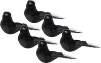 Cosy @ Home 6x stuks kunststof decoratie vogels op clip zwart 12 cm