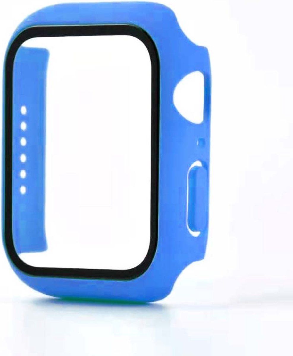 Smartphonica Hoesje met glazen screenprotector voor Apple Watch 42mm - Blauw