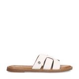 No Stress Witte Leren Slippers
