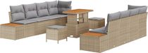 vidaXL Banc de jardin - Set - 11 - pièces - Beige - poly - rotin