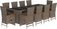 vidaXL Ensemble de jardin 11 pièces avec coussins poly rotin gris