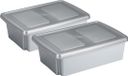 Sunware 2x pièces boîtes de rangement 30 litres gris clair 59 x 39 x 17 cm avec couvercle refermable