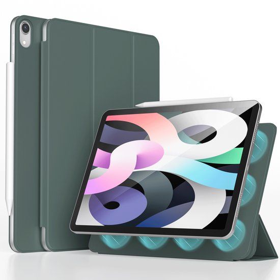 imoshion Tablet Hoes - Geschikt voor Apple iPad Air 5 (2022) / Air 4 (2020) / Air 11 inch (2026) M4 / Air 11 inch (2025) M3 / Air 11 inch (2024) M2 - Magnetic Bookcase - Donkergroen