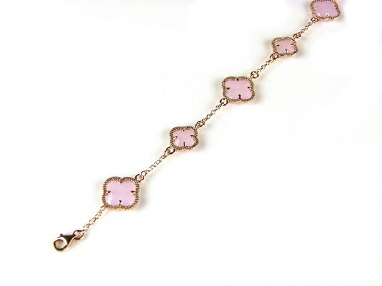 model 5 fiori armband zilver roze verguld melkroze