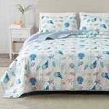 Great Bay Home Twin Coastal Quilt Bedding Set, Zomer Kust Quilt met Sham, Strand 2-delige Omkeerbare All Season Sprei Quilt Set. Lichtgewicht nautische Gewatteerde Coverlet. Bali Collectie, Koraal