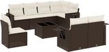 vidaXL Loungeset met kussens, polyrattan, bruin