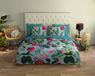 Housse de couette fleurs - 1 personne 140x200/220 cm - Aqua - 100% Coton renforcé