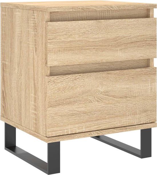 vidaXL Nachtkastje 40x35x50 cm bewerkt hout sonoma eikenkleurig