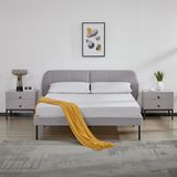 en.casa Lit rembourré Porvoo avec sommier et matelas 140x200 cm gris