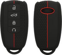 kwmobile autosleutel hoesje geschikt voor Chery Omoda C5 / Jaecoo 7 / Tiggo 7 Pro 8 Pro / Arrizo 5 hoes - Siliconen autosleutel behuizing - Auto sleutel case met honingraat - Sleuteletui in zwart / rood