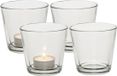Merkloos Theelichthouder - 4x - 7,5 cm - Transparant - Glas