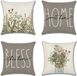 Goodivery ® Housse de coussin, set de 4, Lin, Gris, 45 x 45 cm