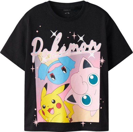 NAME IT Meisjes T-shirt met Pokémon print zwart katoen 158/164