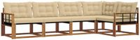 vidaXL Hoek loungeset 5 zitplaatsen Acacia Hout Natuurlijk en Beige