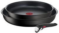 Tefal Ingenio Unlimited 3-delige Pannenset - Koekenpannen Ø24 en 28 cm + Handgreep - Zwart